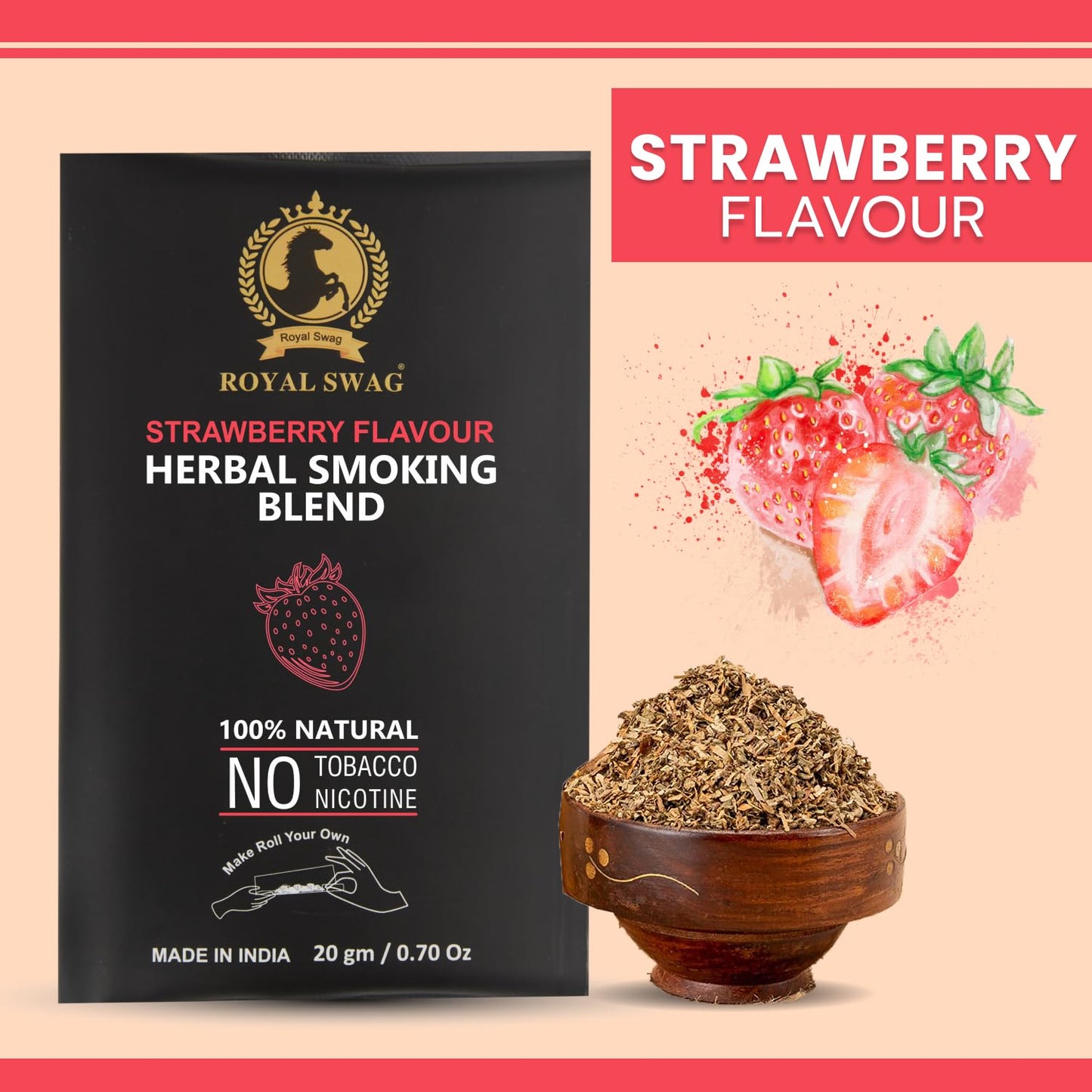 100% Nicotine & Tobacco Free Smoking Mixture(20 gram) | Strawberry Flavor